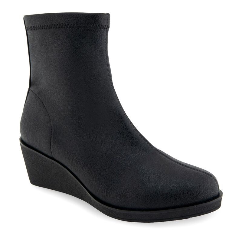 エアロソールズ レディース シューズ ブーツ・レインブーツ アンクル Aerosoles Binnie Womens Wedge Ankle Boots Black Stretch Pebbled ブラック