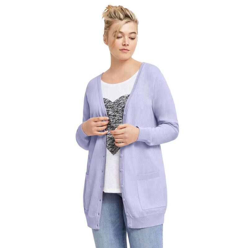 Ellos レディース アウター ニット・セーター プラスサイズ カーディガン ellos Plusize Boyfriend Cardigan Lavender Mist ラベンダー