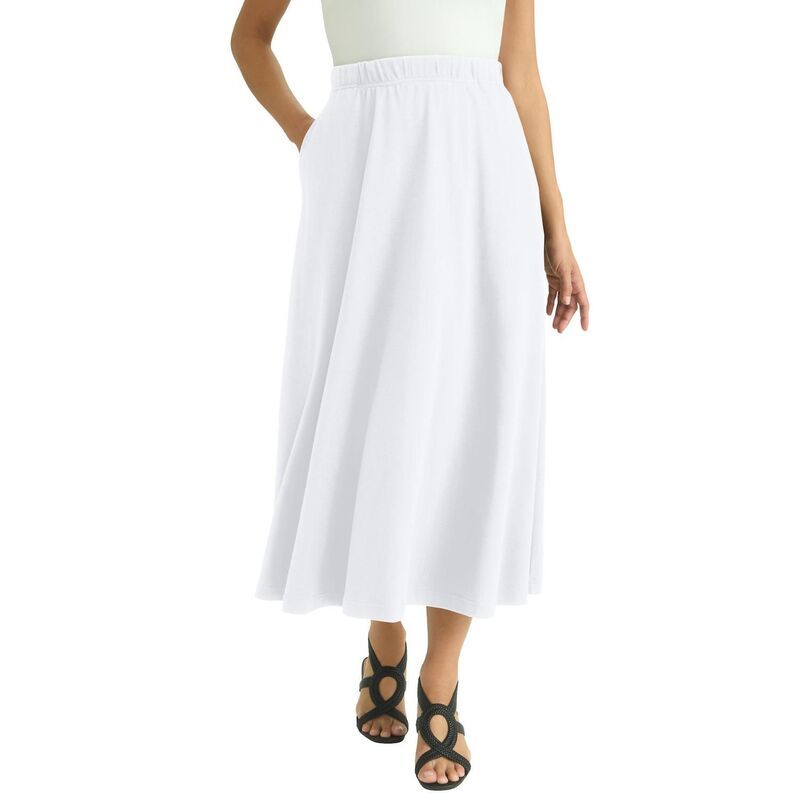 ジェシカロンドン レディース ボトムスカート プラスサイズ ミディ Jessica London Womens Plusize Soft Ease Midi Skirt White ホワイト