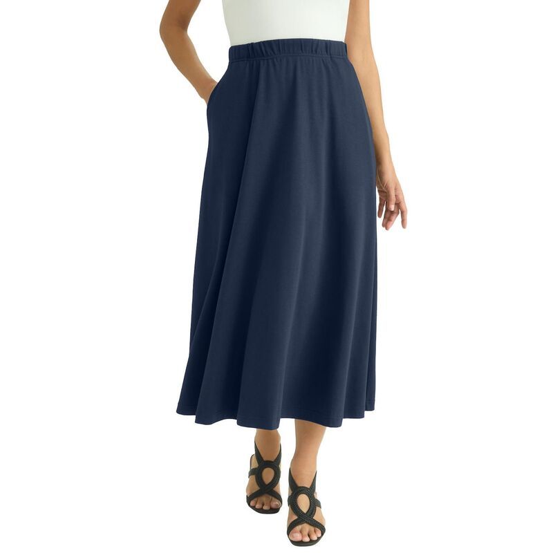 ジェシカロンドン レディース ボトムスカート プラスサイズ ミディ Jessica London Womens Plusize Soft Ease Midi Skirt Navy ネイビー