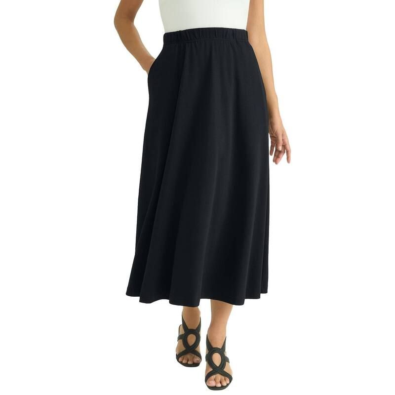 ジェシカロンドン レディース ボトムスカート プラスサイズ ミディ Jessica London Womens Plusize Soft Ease Midi Skirt Black ブラック