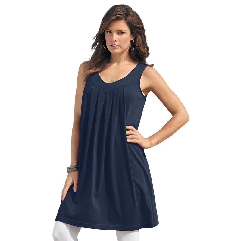 ロアマンズ レディース トップス Tシャツ プラスサイズ プリーツ Roamans Womens Plusize Ultimate Pleated Tunic Tank Navy ネイビー