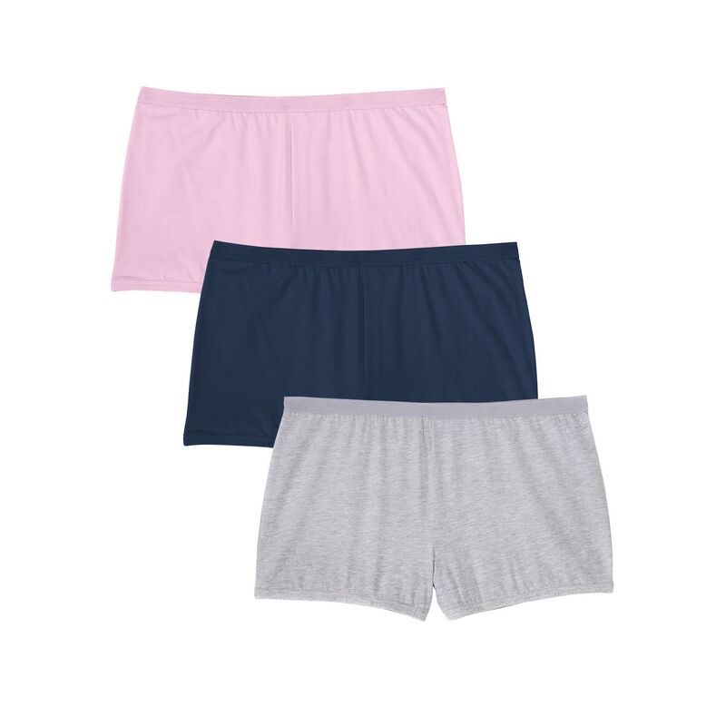コンフォート チョイス レディース アンダーウェア パンツ プラスサイズ Comfort Choice Plusize Boy Short 3Pack Basic Pack