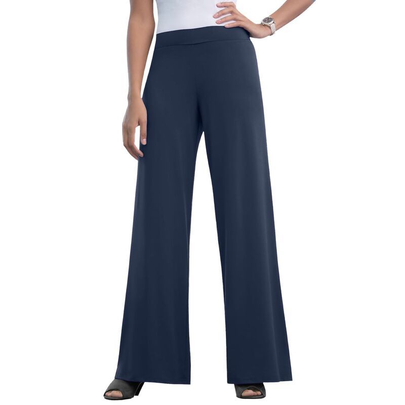ジェシカロンドン レディース ボトムス カジュアルパンツ ワイドレッグ ニット Jessica London The London Collection Stretch Knit Wide Leg Pant Navy ネイビー