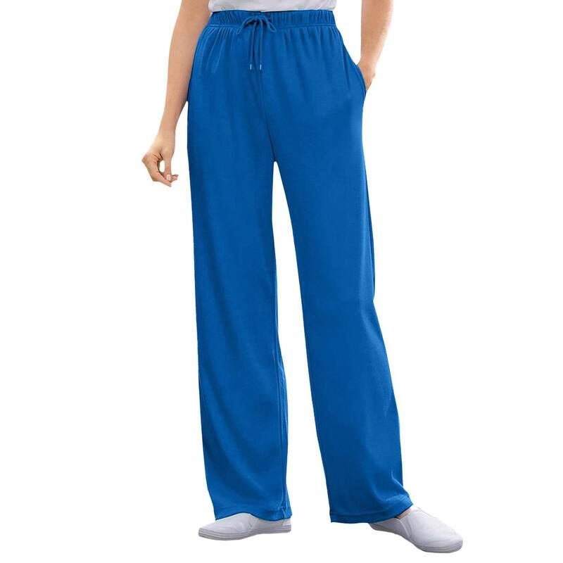 ウーマン ウィズイン レディース ボトムス カジュアルパンツ プラスサイズ プチ ニット Woman Within Plusize Petite Sport Knit StraightLeg PullOn Pants Bright Cobalt コバルト