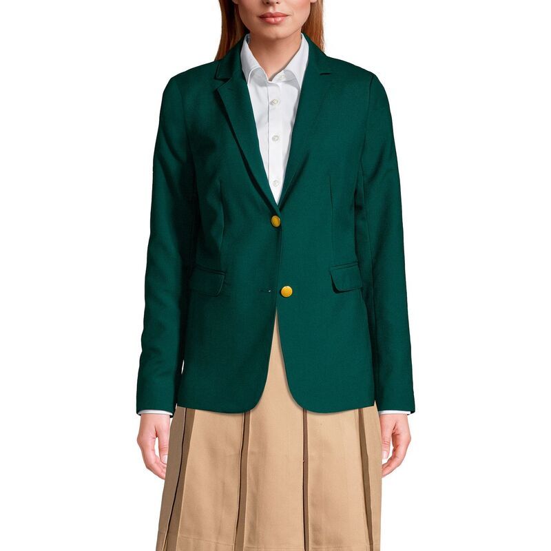 ランズエンド レディース アウター ジャケット・ブルゾン ブレザー Womens Lands End School Uniform Hopsack 2Button Blazer Jacket Evergreen