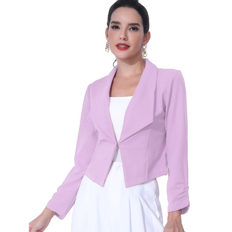 アレグラ ケー レディース アウター ジャケット・ブルゾン クロップド ブレザー ALLEGRA K Womens Cropped Notched Lapelong Sleeve Blazer Light Purple パープル