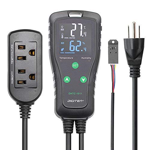 ☆新品☆DIGITEN温度および湿度コントローラーDHTC-1011温湿度コントローラー 爬虫類テラリウムキノコ温室自作発酵用の配線済みデュアルステージアウトレットデジタルサーモスタット湿度計 b5e33708