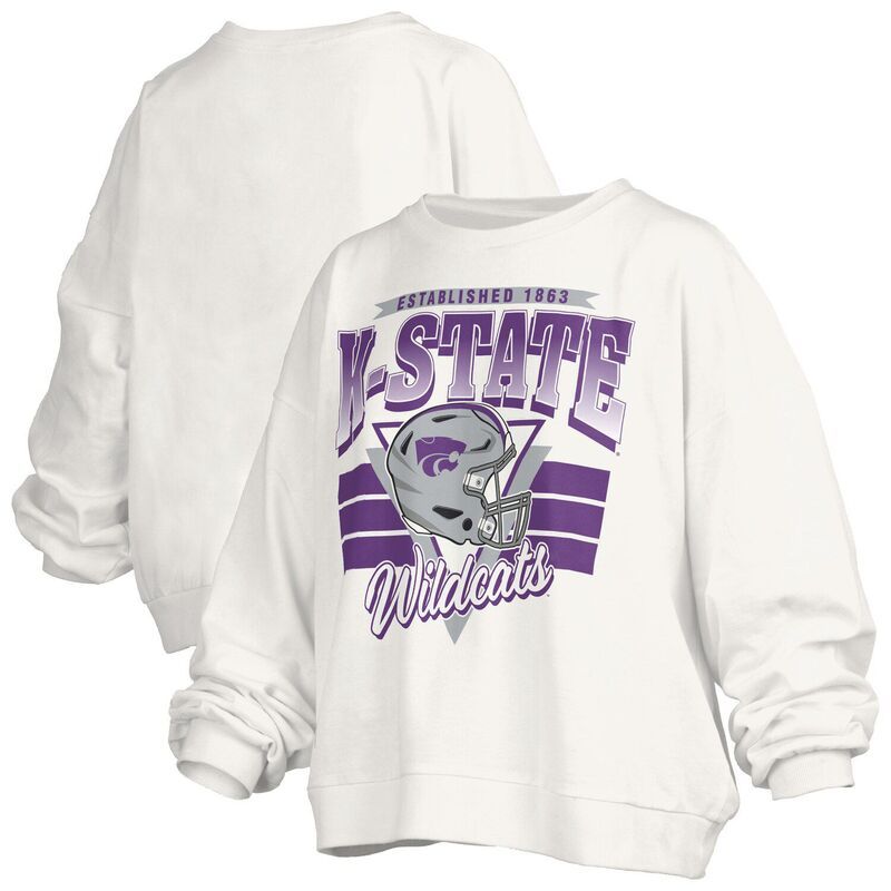 プレスボックス レディース トップス Tシャツ スウェット Womens Pressbox White Kansastate Wildcats Oversized Janice Retro WaistLength Pullover Sweatshirt Kst