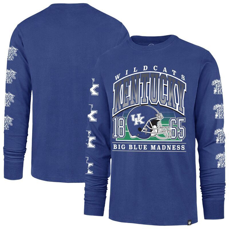 フォーティセブンブランド メンズ トップス Tシャツ 47 Brand Mens 47 Royal Kentucky Wildcats Go Big Long Sleeve TShirt Ken Blue ブルー
