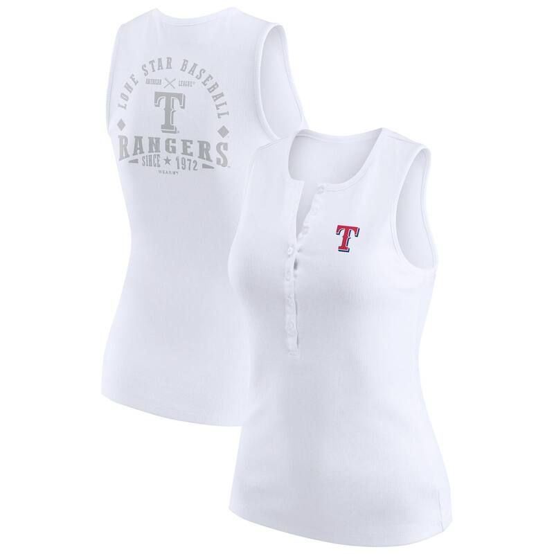ウェア バイ エリン アンドルーズ レディース トップス Tシャツ ニット Womens WEAR by Erin Andrews Whitexas Rangers RibKnit Henley Tank Top Rgr White ホワイト 10,860円