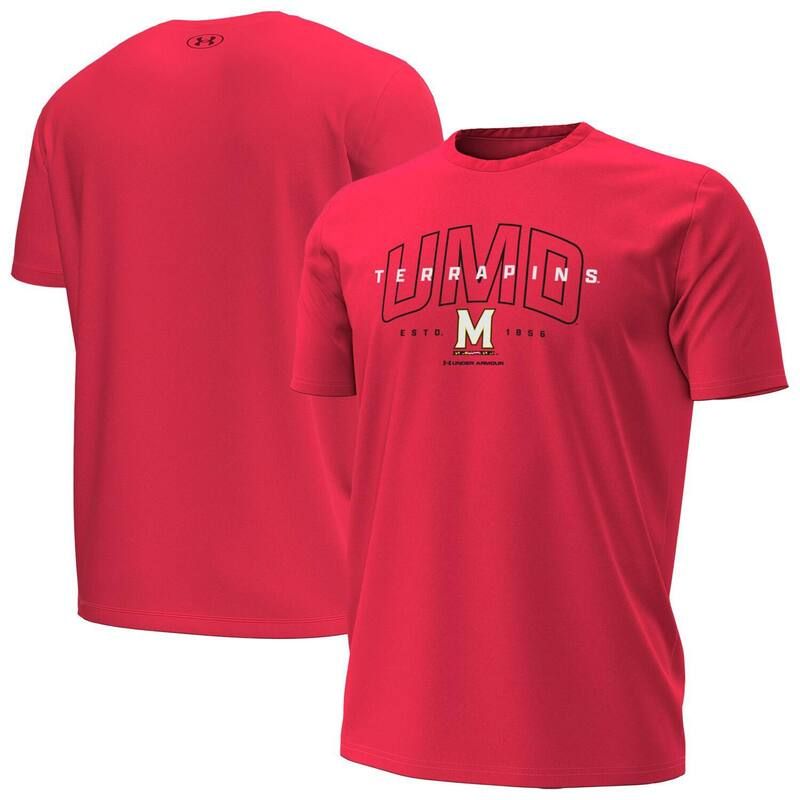 アンダーアーマー メンズ トップス Tシャツ オーバーレイ Mens Under Armoured Maryland Terrapins Overlay Performance TShirt Mared レッド