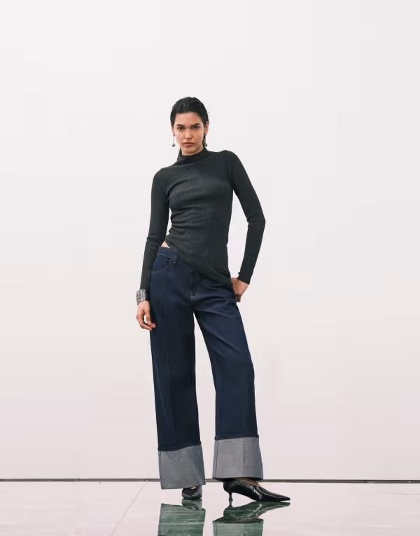 エイソス レディース ボトムス デニムパンツ ASOS DESIGN deep turnup jean indigo INDIGO インディゴ
