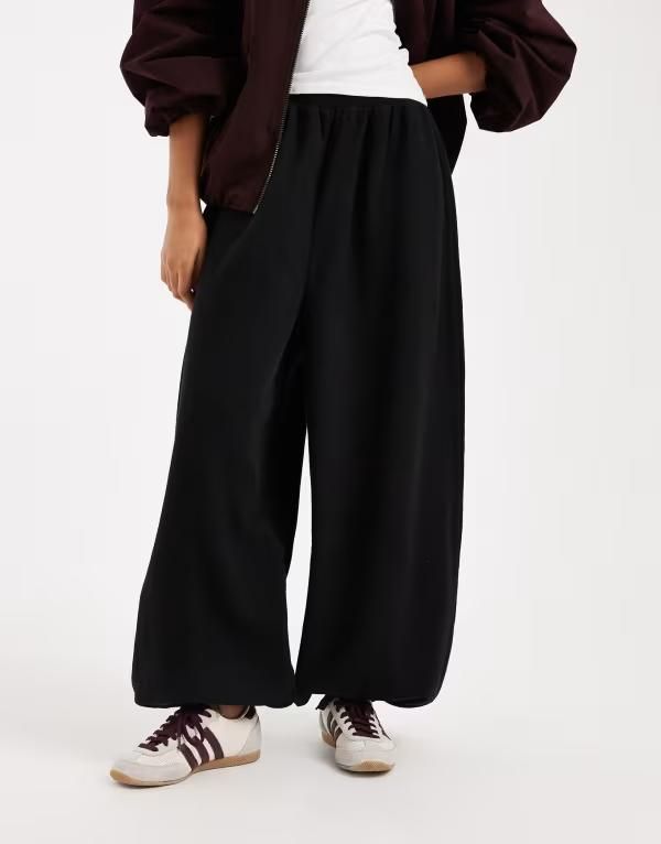 ミスセルフフリッジ レディース ボトムス カジュアルパンツ リブニット Misselfridge brushed rib knit balloon pants part of a set Black ブラック