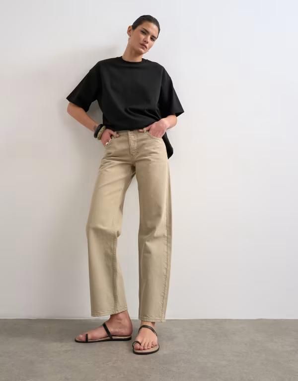 トップショップ レディース ボトムス デニムパンツ ストレート ローライズ ジーンズ Topshop Ember low rise straight leg jeans BEIGE ベージュ