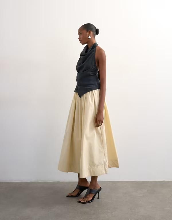 トップショップ レディース ボトムスカート マキシ Topshop drop waist saloon maxi skirt in buttermilk YELLOW イエロー