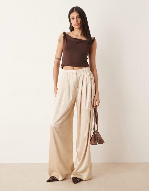 エイソス レディース ボトムス カジュアルパンツ トール ASOS DESIGN Tall tailored unstructured palazzo pants in oyster part of a set Oyster