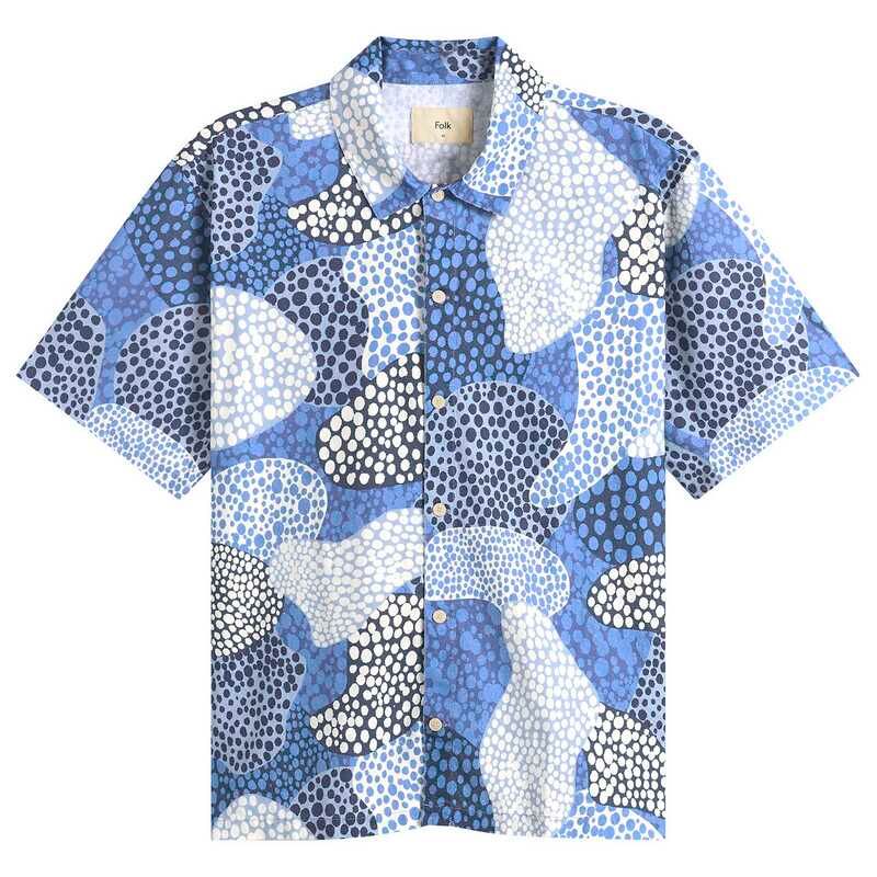 フォーク メンズ トップス シャツ Folk Gabe Shirt Dot Print Blue Mono ブルー