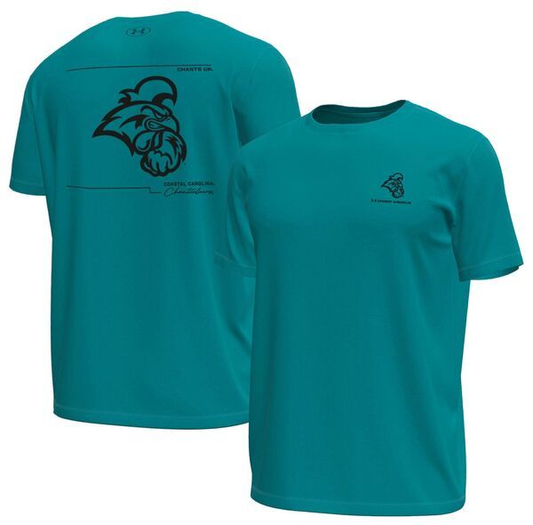 アンダーアーマー メンズ トップス Tシャツ Under Armour Mens Coastal Carolina Chanticleers Coastal Teal Tech Stretch Short Sleeve TShirt NoColor ティール