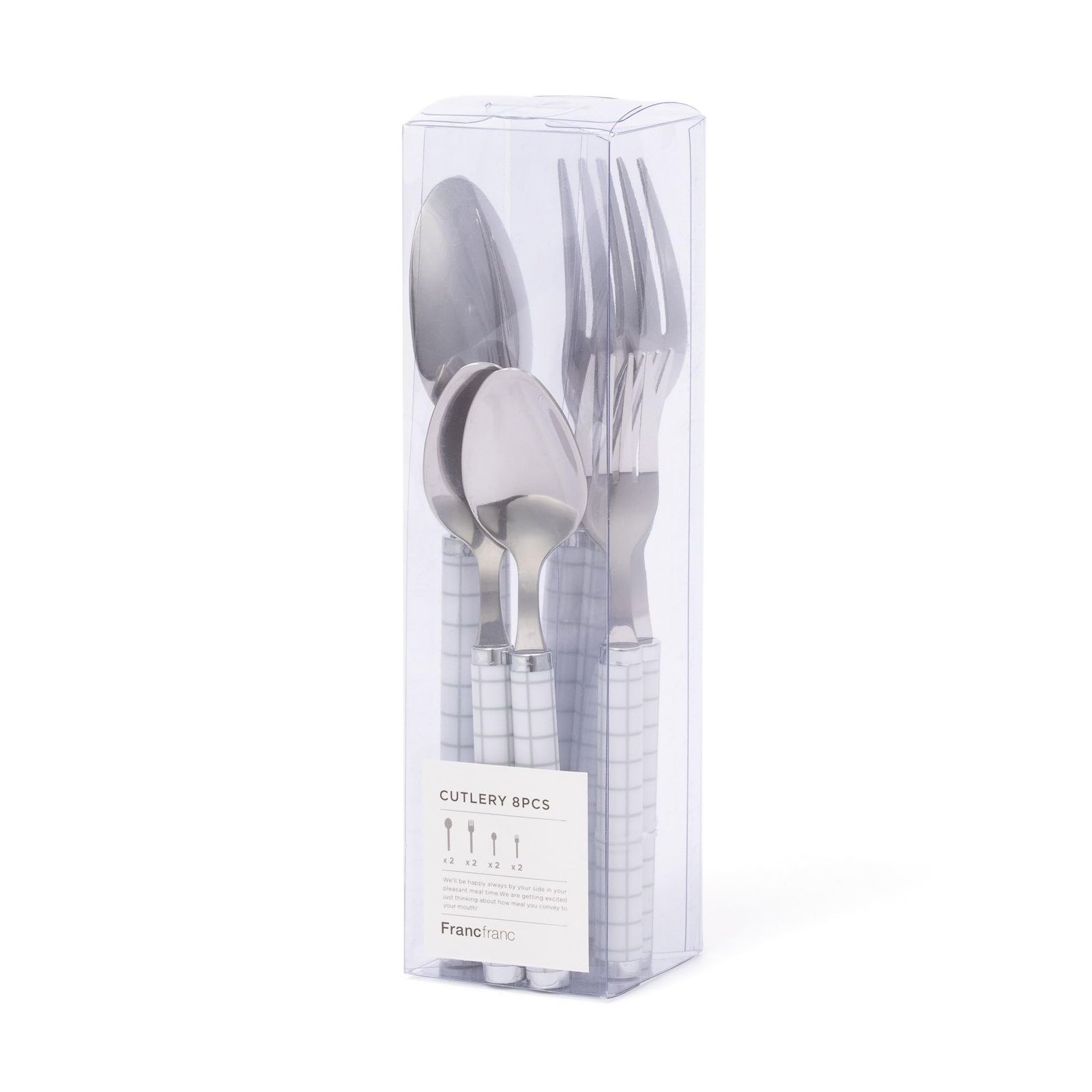 新品 Francfranc フランフラン カトラリー 8個セット チェック グレー