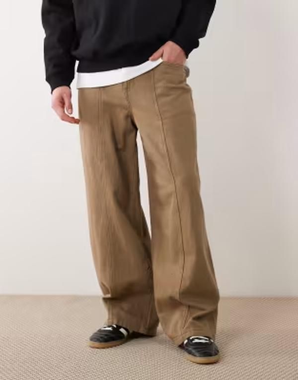 エイソス メンズ ボトムス カジュアルパンツ ASOS DESIGN loose pants LIGHT BROWN ブラウン