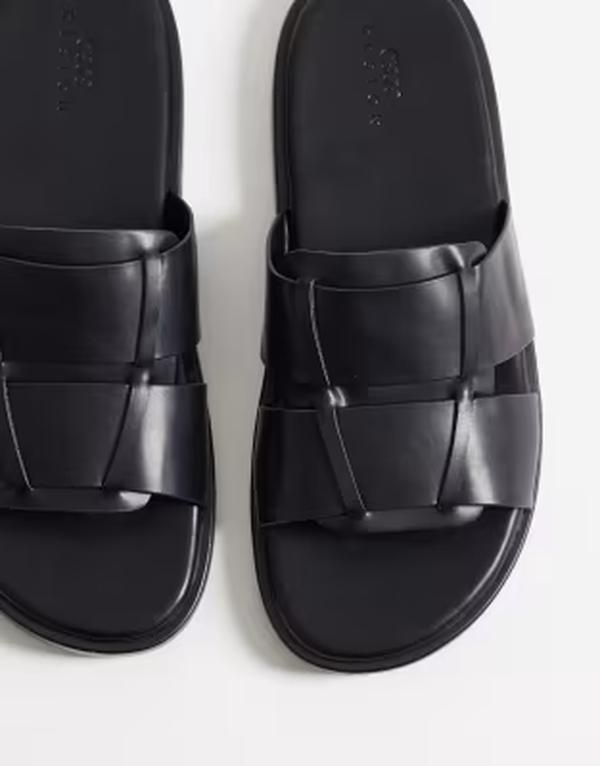 エイソス メンズ シューズ サンダル ASOS DESIGN sandal slides Black ブラック
