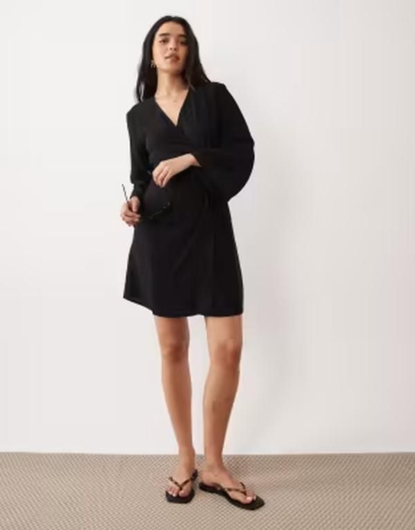 ジェイディーワイ レディース トップス ワンピース ミニ JDY kimonoinspired wrap mini dress Black ブラック 14,045円