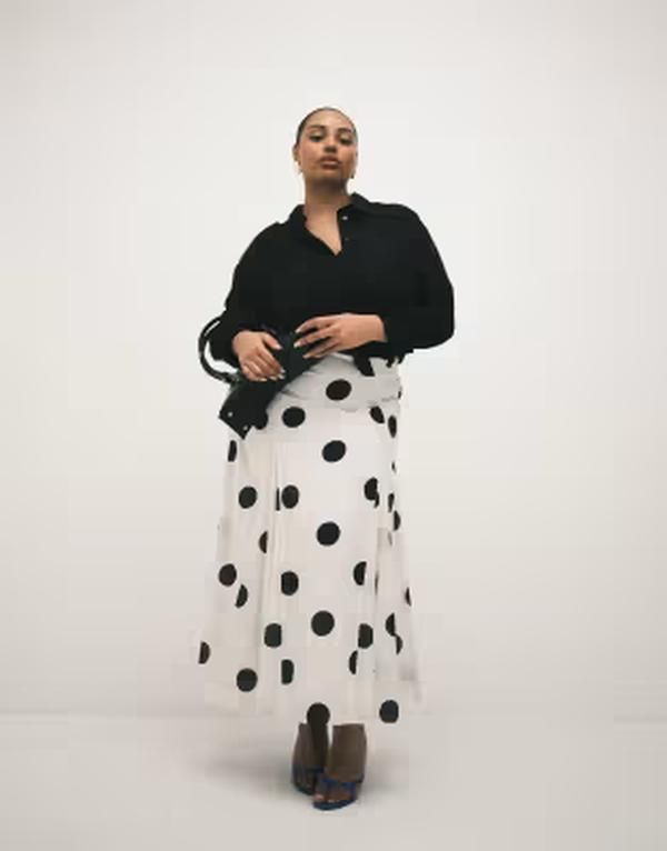 エイソス レディース ボトムスカート コットン マキシ ASOS Curve ASOS DESIGN Curve cotton godet maxi skirt in spot