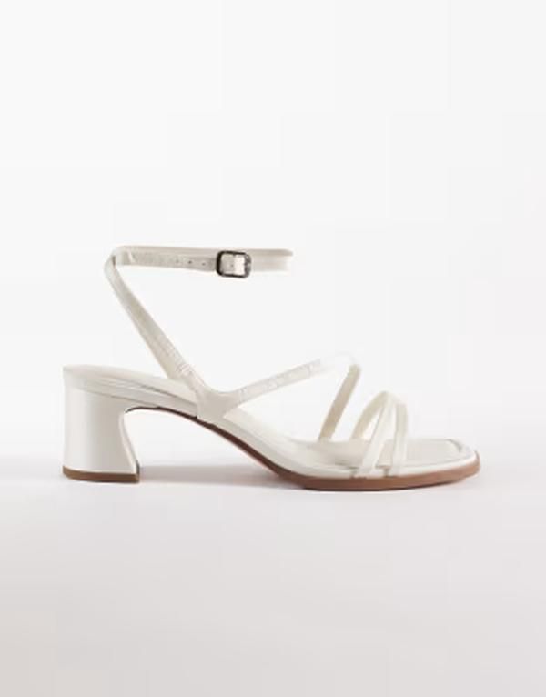 エイソス レディース シューズ サンダル ヒール ASOS DESIGN Honeybee mid block heeled sandals IVORY アイボリー