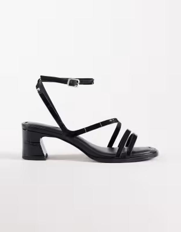 エイソス レディース シューズ サンダル ヒール ASOS DESIGN Honeybee mid block heeled sandals Black ブラック