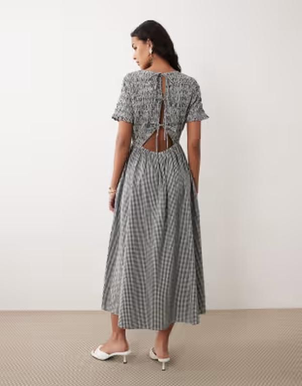 ノーバディーズ チャイルド レディース トップス ワンピース ギンガムチェック ミディ ギンガム Nobodys Child shirred ginghamidi dress with bow back detail Multi マルチカラー