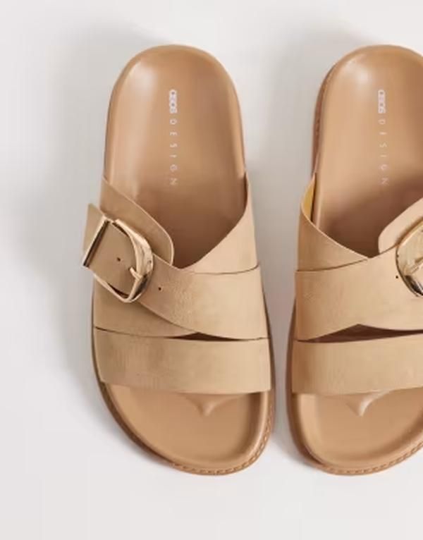 エイソス レディース シューズ サンダル ASOS DESIGN Freeway double strap slides in sand サンド