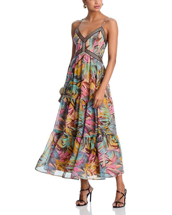 アクア レディース トップス ワンピース Vネック ミディ ノースリーブ AQUA Sleeveless Abstract V Neck Midi Dress Exclusive Multi マルチカラー