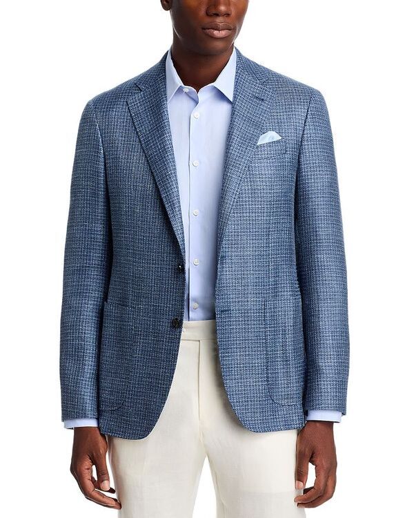 カナーリ レディース アウター コート ウール シルク リネン Canali Kei Wool Silk Linen Houndstooth Sportcoat Navy ネイビー