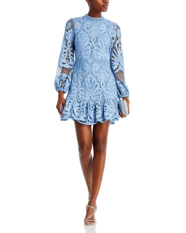 アクア レディース トップス ワンピース レース AQUA Long Sleeve Lace Dress Exclusive Blue ブルー