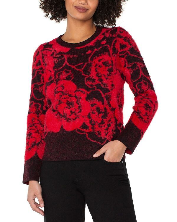 リヴァプール ロサンゼルス レディース アウター ニット・セーター クルーネック Liverpoolos Angeles Long Sleeve Crewneck Sweater Black Red Floral ブラック
