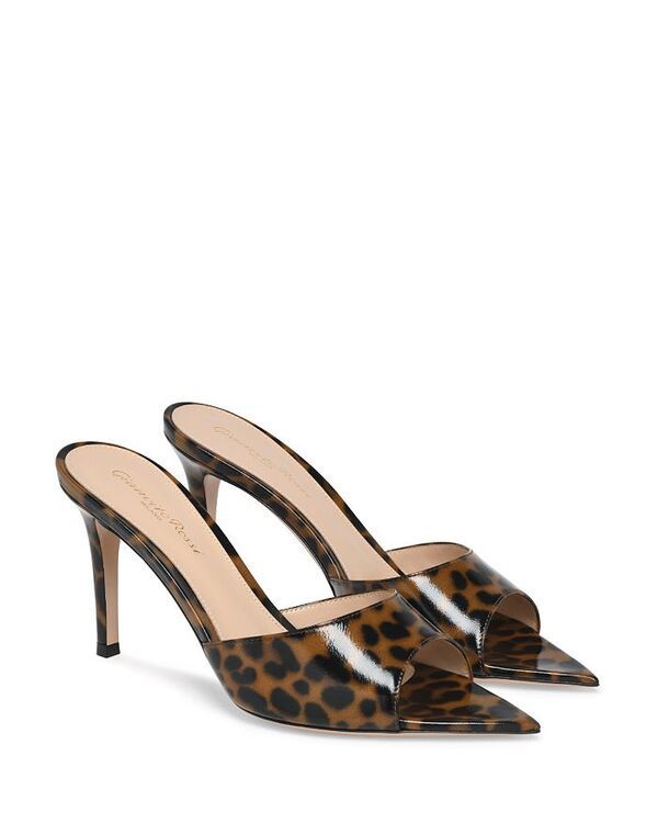 ジャンヴィト ロッシ レディース シューズ サンダル Gianvito Rossi Womens Elle 85 Mules Leopard Print Nappa Leather アニマル