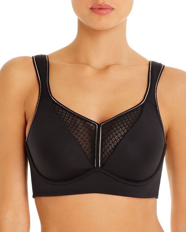 シモーヌペレール レディース アンダーウェア ブラジャー メッシュ Simone Perele Harmony High Impact Mesh Trim Sports Bra Black ブラック