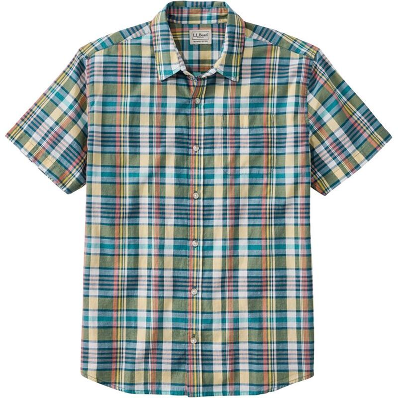 エルエルビーン メンズ トップス シャツ 半袖 LLBean Madraslightly Fitted ShortSleeve Seersucker Shirt Mens Light Gold ゴールド