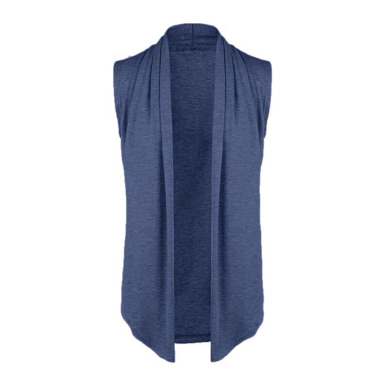 Lars Amadeus レディース トップス Tシャツ ケープデザイン ドレープ フリル ベスト ノースリーブ カーディガン キャップ ケープ Lars Amadeus Mens Ruffle Shawl Collar Lightweight Vest Dr