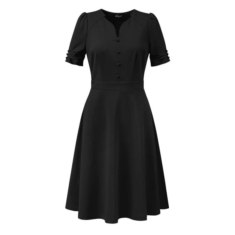 アレグラ ケー レディース トップス ワンピース A ライン プリーツ ALLEGRA K Elegant Business Dress for Womensweetheart Neck Pleated Short Sleeve ALine Sheath Dr