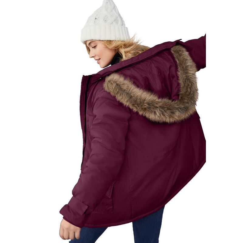 Ellos レディース アウター ジャケット・ブルゾン プラスサイズ パーカー ellos Plusize Faux Fur Trim Parka Midnight Berry