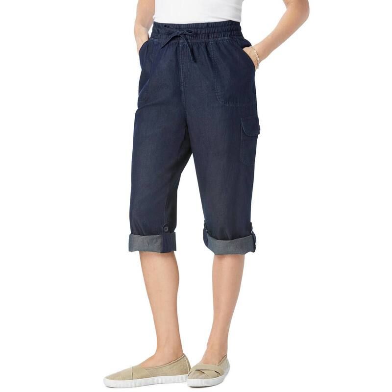 ウーマン ウィズイン レディース ボトムス カジュアルパンツ プラスサイズ プチ キャップ Woman Within Plusize Petite Convertiblength Cargo CapriBermuda Indigo インディゴ