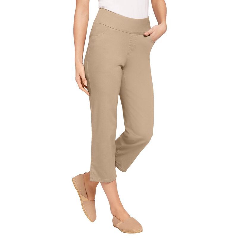 ウーマン ウィズイン レディース ボトムス カジュアルパンツ プラスサイズ プチ デニム キャップ ジーンズ Woman Within Plusize Petite PullOn ElasticWaistretch Denim Capri Jeans New
