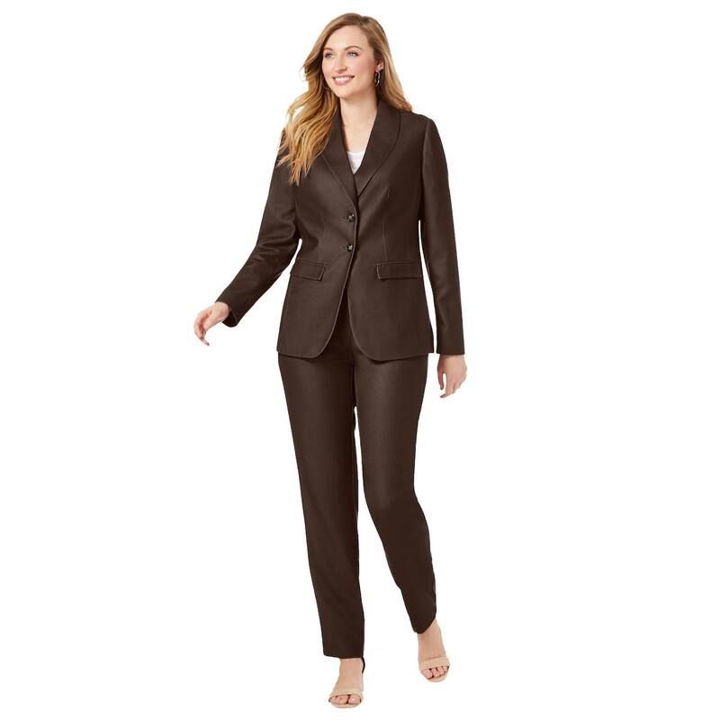 ジェシカロンドン レディース トップス ワンピース クレープラスサイズ パンツ Jessica London Womens Plusize 2piece Stretch Crepe Singlebreasted Pantsuit Chocolate チョコレー