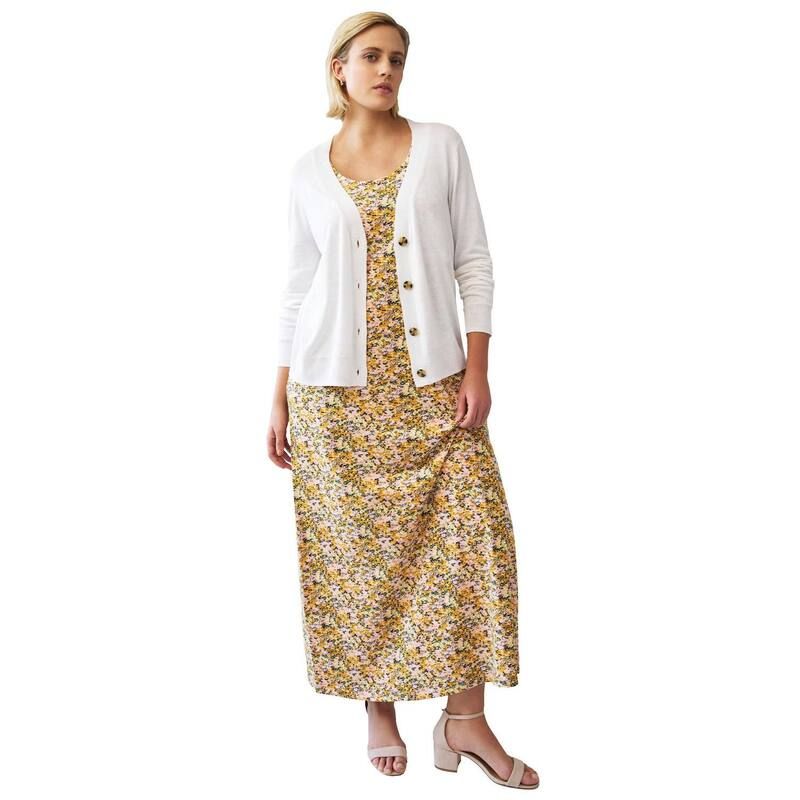 Ellos レディース アウター ニット・セーター プラスサイズ カーディガン ellos Plusize Boxy Cardigan White ホワイト