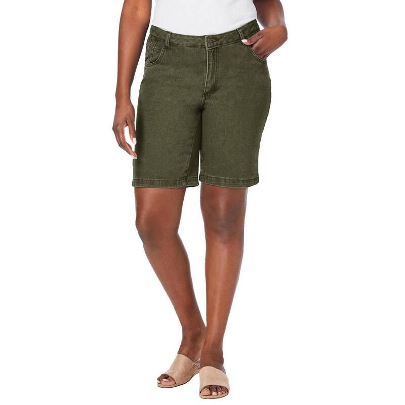 ジェシカロンドン レディース ボトムス ハーフパンツ・ショーツ プラスサイズ ショートパンツ コットン デニム Jessica London Womens Plusize Classicotton Denim Shorts Dark Olive Green グ