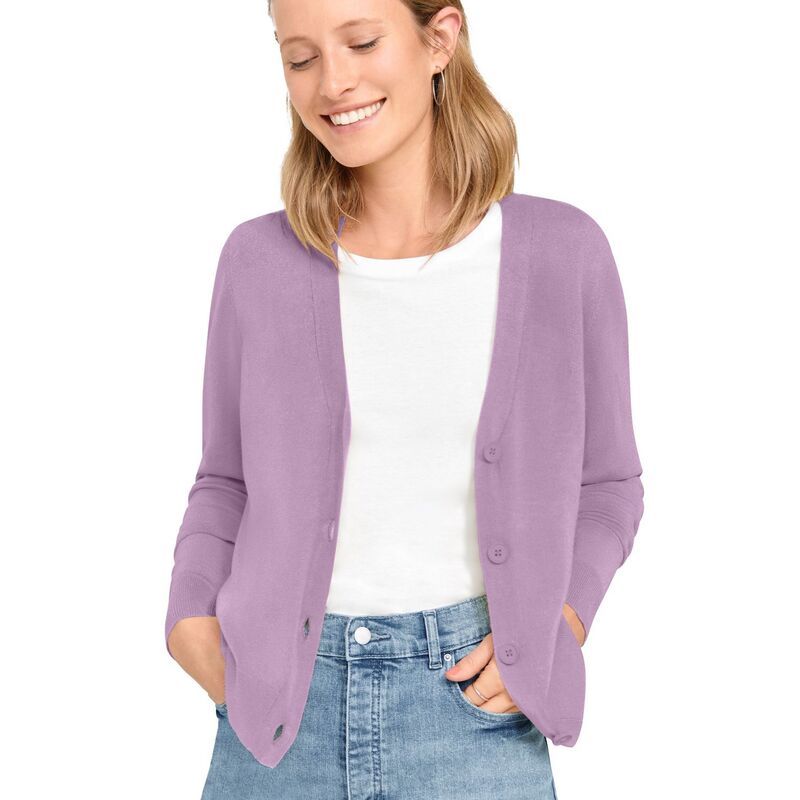 Ellos レディース アウター ニット・セーター プラスサイズ カーディガン ellos Plusize Boxy Cardigan Sweet Lilac ライラック