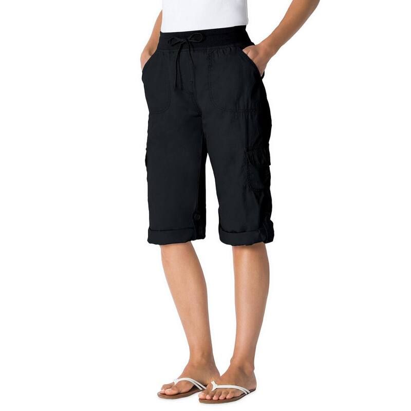 ウーマン ウィズイン レディース ボトムス カジュアルパンツ プラスサイズ プチ キャップ Woman Within Plusize Petite Convertiblength Cargo CapriBermuda Black ブラック 10,281円