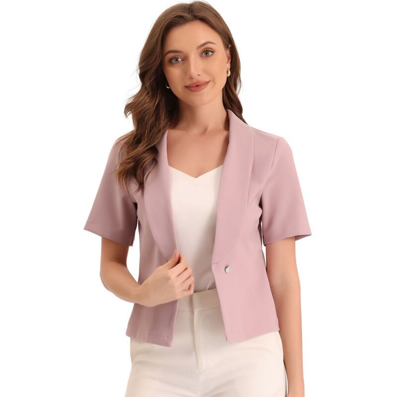 アレグラ ケー レディース アウター ジャケット・ブルゾン カーディガン ブレザー ALLEGRA K Womens Casual Shawl Collar Open Front Cardigan Short Sleeve Work Office Suit B